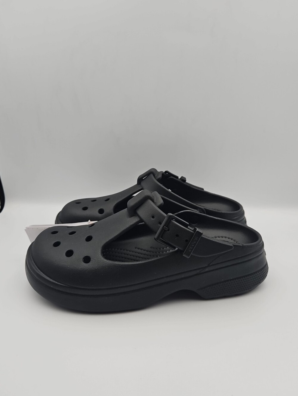 CROCS Black Women's Mary Jane Clog Mules with Buckle Strap